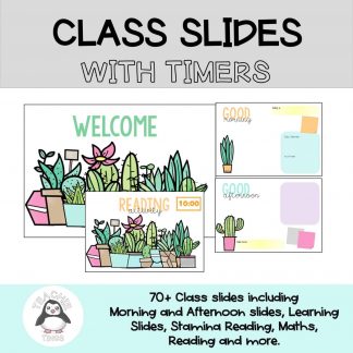 Cactus Class Slides with Timers - Distance Learning - Google Slides - PowerPoint