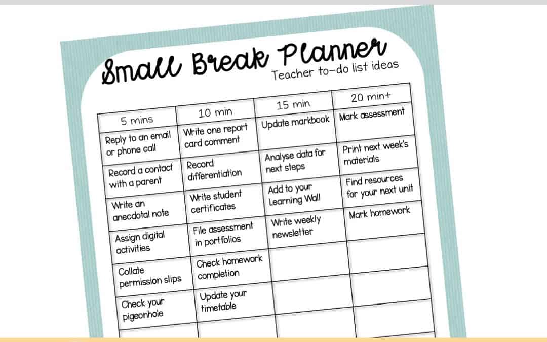 small break planner