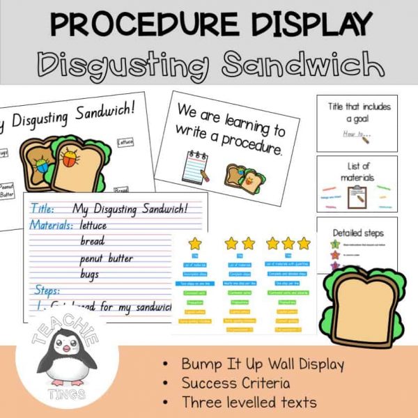 Year 1 Procedure Disgusting Sandwich Bump It Up Wall — Teachie Tings