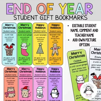 end of year student gift bookmarks