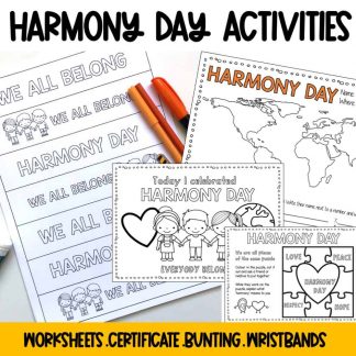 HARMONY DAY ACTIVITIES and BUNTING FREEBIE - CELEBRATE HARMONY WEEK
