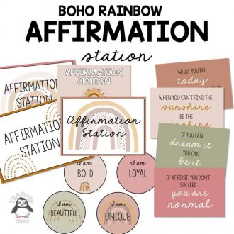 Affirmation Station - Positive Affirmations for Kids - Boho Rainbow Theme