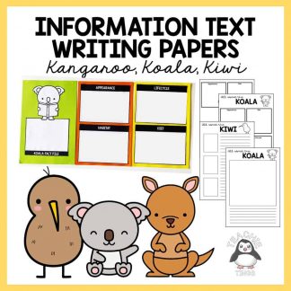 Information Text Writing Papers - Koala, Kangaroo and Kiwi