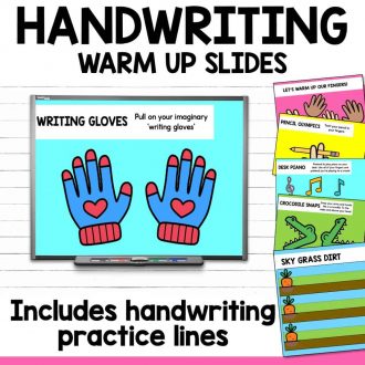handwriting practice slides with fun finger and shoulder warm-up activities