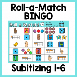 Number Subitizing Bingo Board Game for Prep and Kinder
