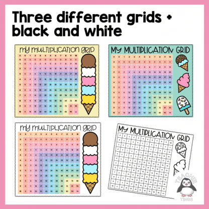 Times table multiplication grids