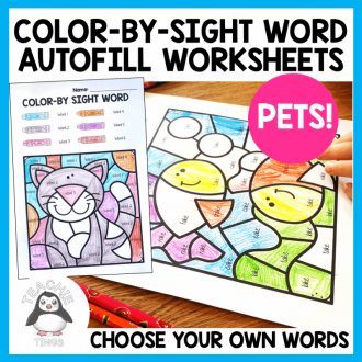 color by sight word autofill