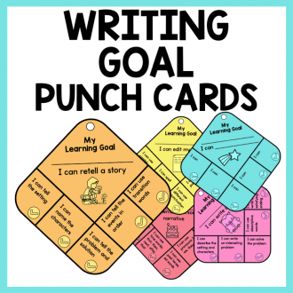 student writing goal punch cards