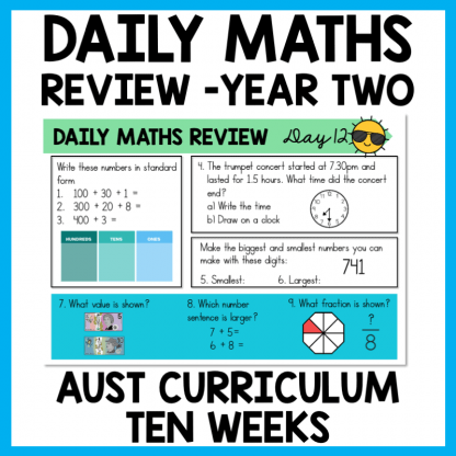 Year 2 Daily Maths Practise Slides - Australian Curriculum 10 Weeks - SET 3