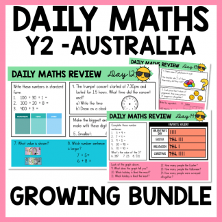 Year 2 Daily Maths Practise Slides - Australian Curriculum GROWING BUNDLE