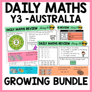 Year 3 Daily Maths Practise Slides - Australian Curriculum GROWING BUNDLE