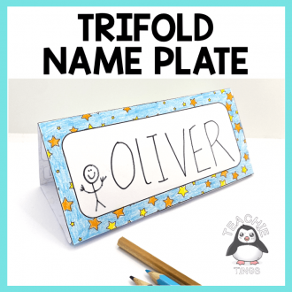 Student Desk Name Plate Trifold