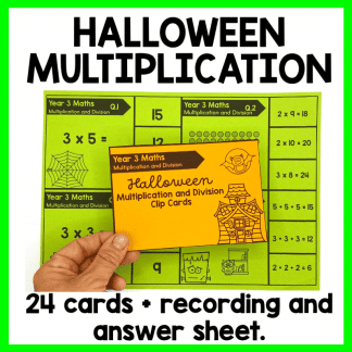halloween multiplication task cards