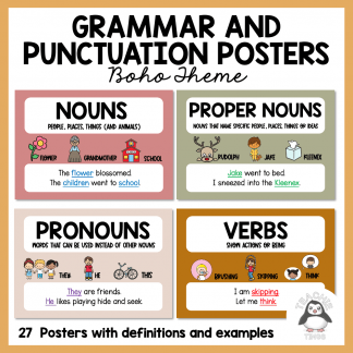 Grammar and Punctuation Posters Boho Theme