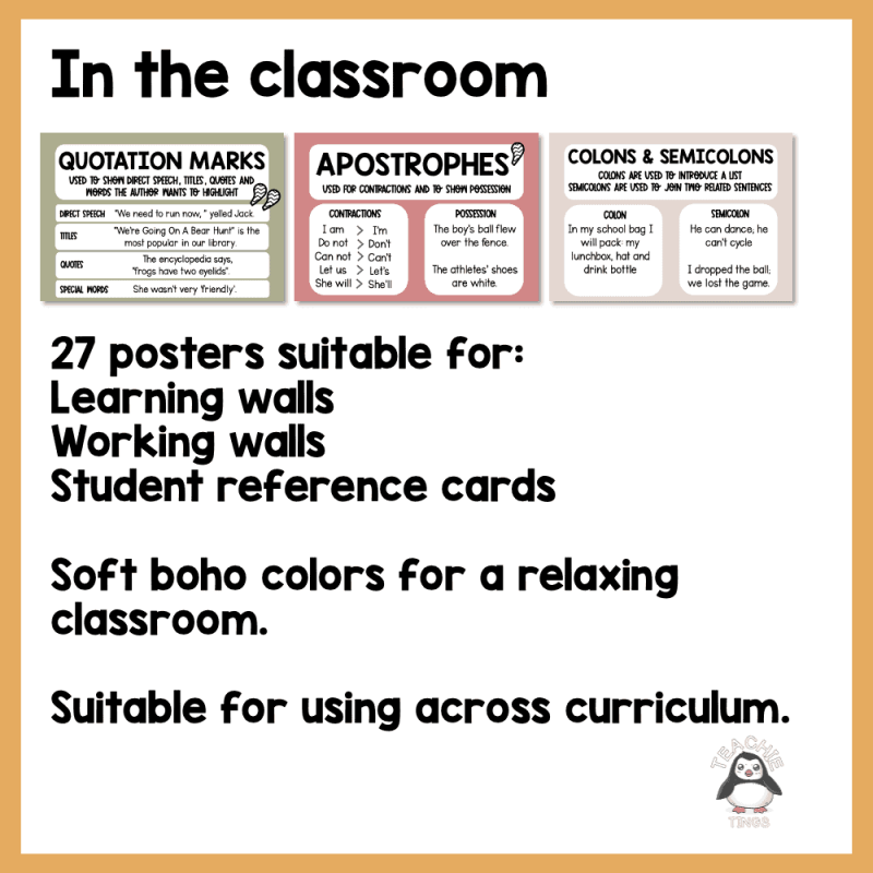Grammar and Punctuation Posters Boho Theme - Image 4