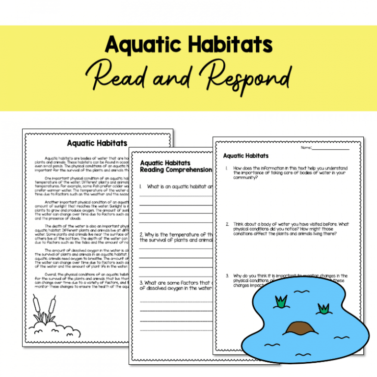 Year 6 Science Aquatic Habitats Read and Respond Teachie Tings