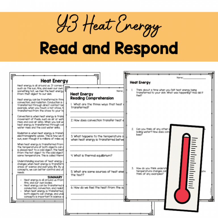 Year 3 Science Heat Energy Read And Respond Teachie Tings