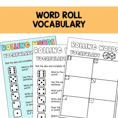 This vocabulary activity is a fun and engaging way to help students learn and remember new words. It is designed to be adaptable for any word, so you can use it with a variety of texts or units of study. To play the game, students roll a dice and then complete the corresponding activity for the number they rolled. For example, if they roll a 1, they might have to write a sentence using the word, while if they roll a 4, they might have to draw a picture that illustrates the meaning of the word. The activity includes six different options for activities, each corresponding to a different number on the dice. These include writing a definition, using the word in a sentence, drawing a picture, creating a synonym and antonym, finding the word in context, and creating a word map. To make the activity even more engaging, you can print the color version and display it in your classroom, or you can print the black and white version and use it in literacy centers. An optional recording sheet is included, which allows students to keep track of their progress and show what they have learned. Overall, this vocabulary activity is a fun and effective way to help students learn new words and build their vocabulary skills
