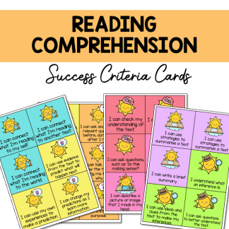 Reading Comprehension Success Criteria Cards
