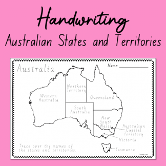Australia States and Territories Handwriting Sheet