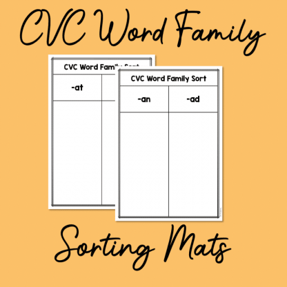 cvc word family sorting mats