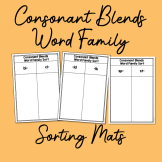 consonant blends word family sorting mats