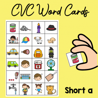 Short a word picture card