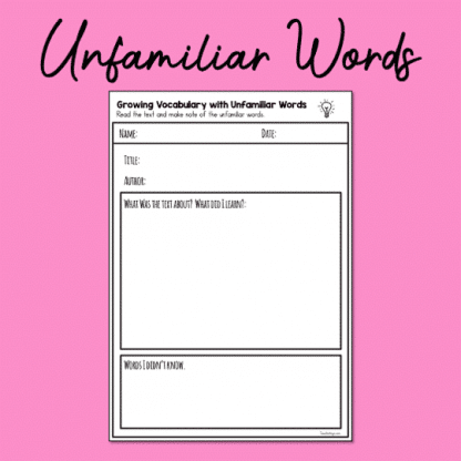 unfamiliar words in text