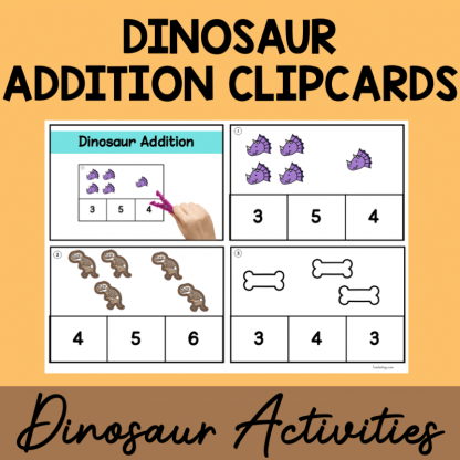 dinosaur addition clip cards