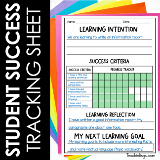 Student Success Tracking Sheet | Track success criteria | Goal Setting