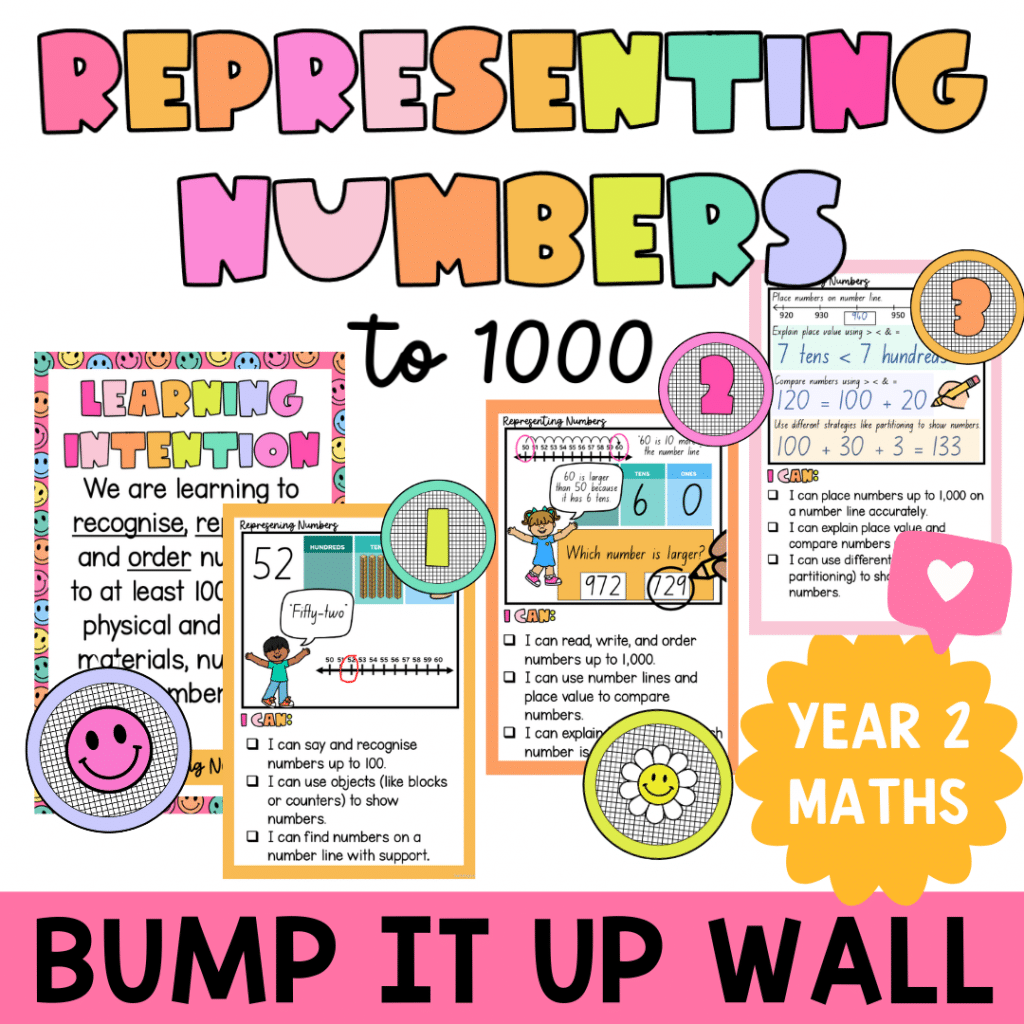 Year 2 representing numbers bump it up wall