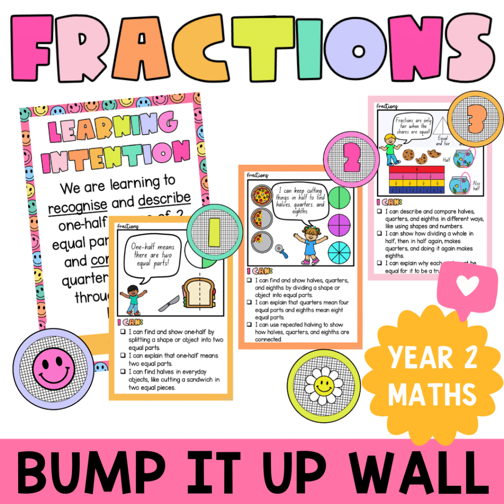 year 2 fractions bump it up wall