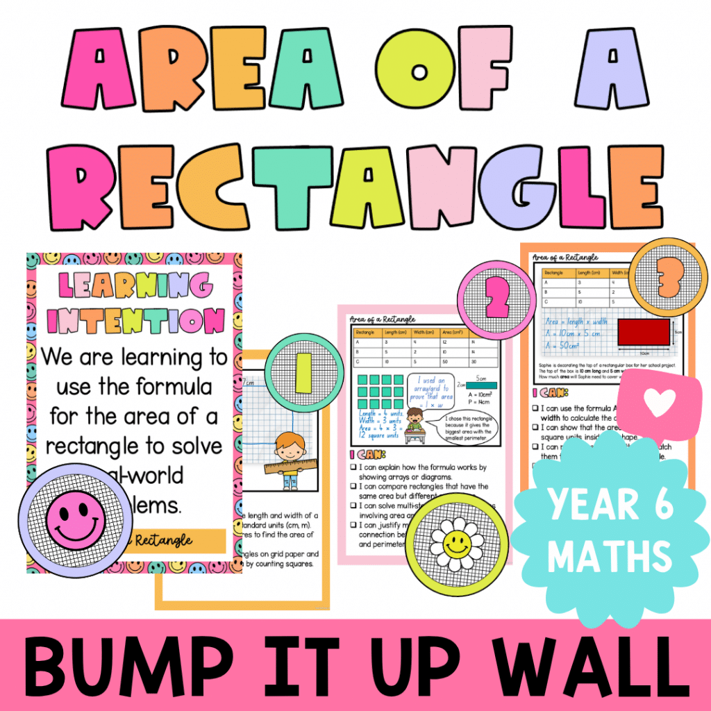Year 6 Area of a Rectangle Bump It Up Wall