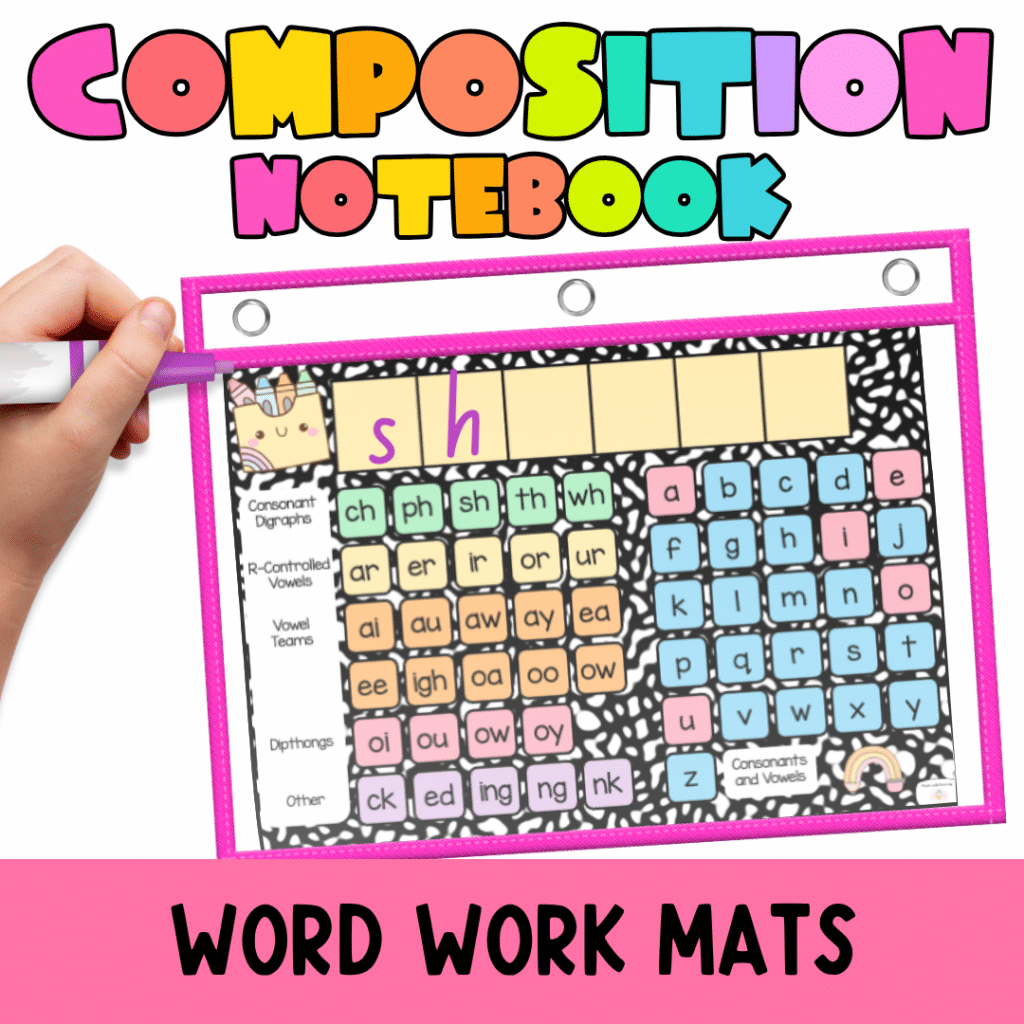 composition notebook word work mat