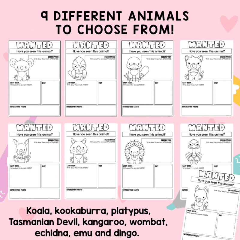 Australian Animal Writing Activities | Wanted Posters, Toppers & Research Templates - Image 3