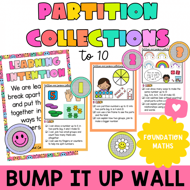Foundation Maths Partition Collections to 10 Bump It Up Wall