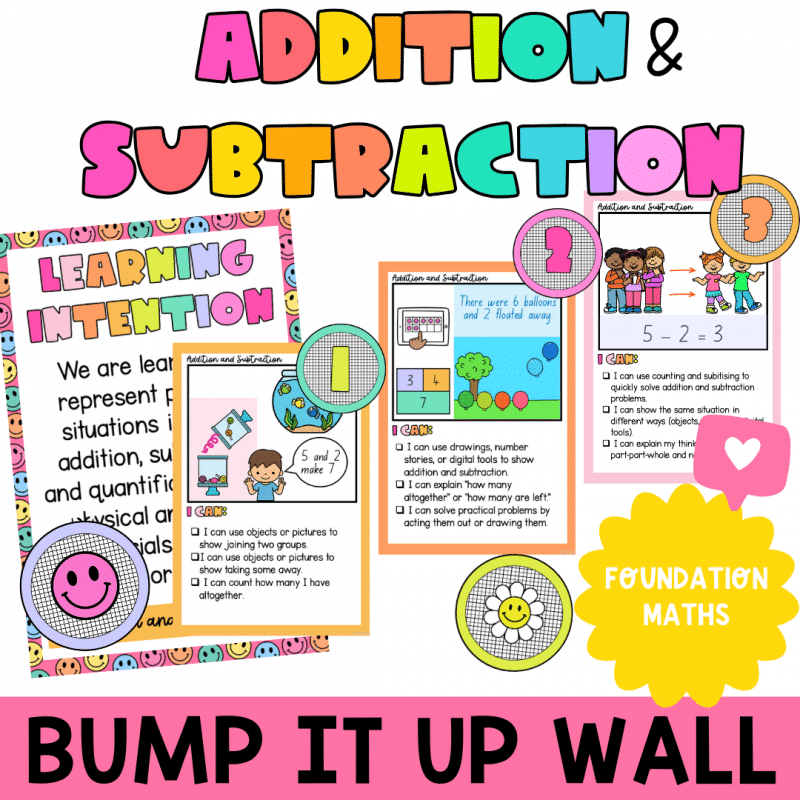 Foundation Maths Addition and Subtraction Bump It Up Wall