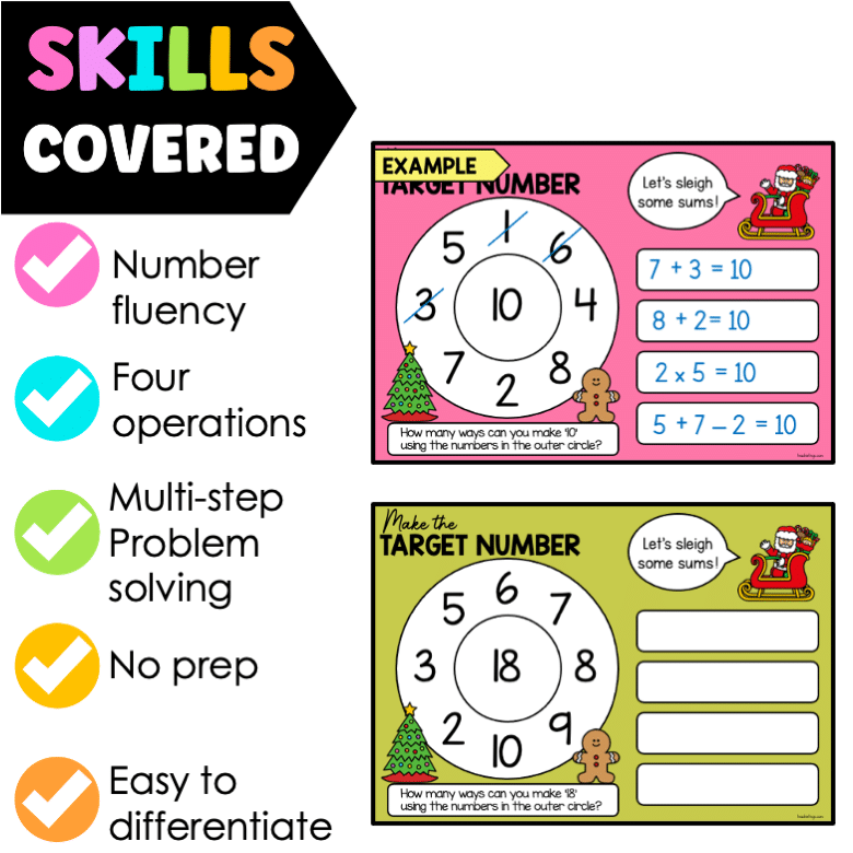 Christmas Make the Target Number Maths Warm Up - Image 2