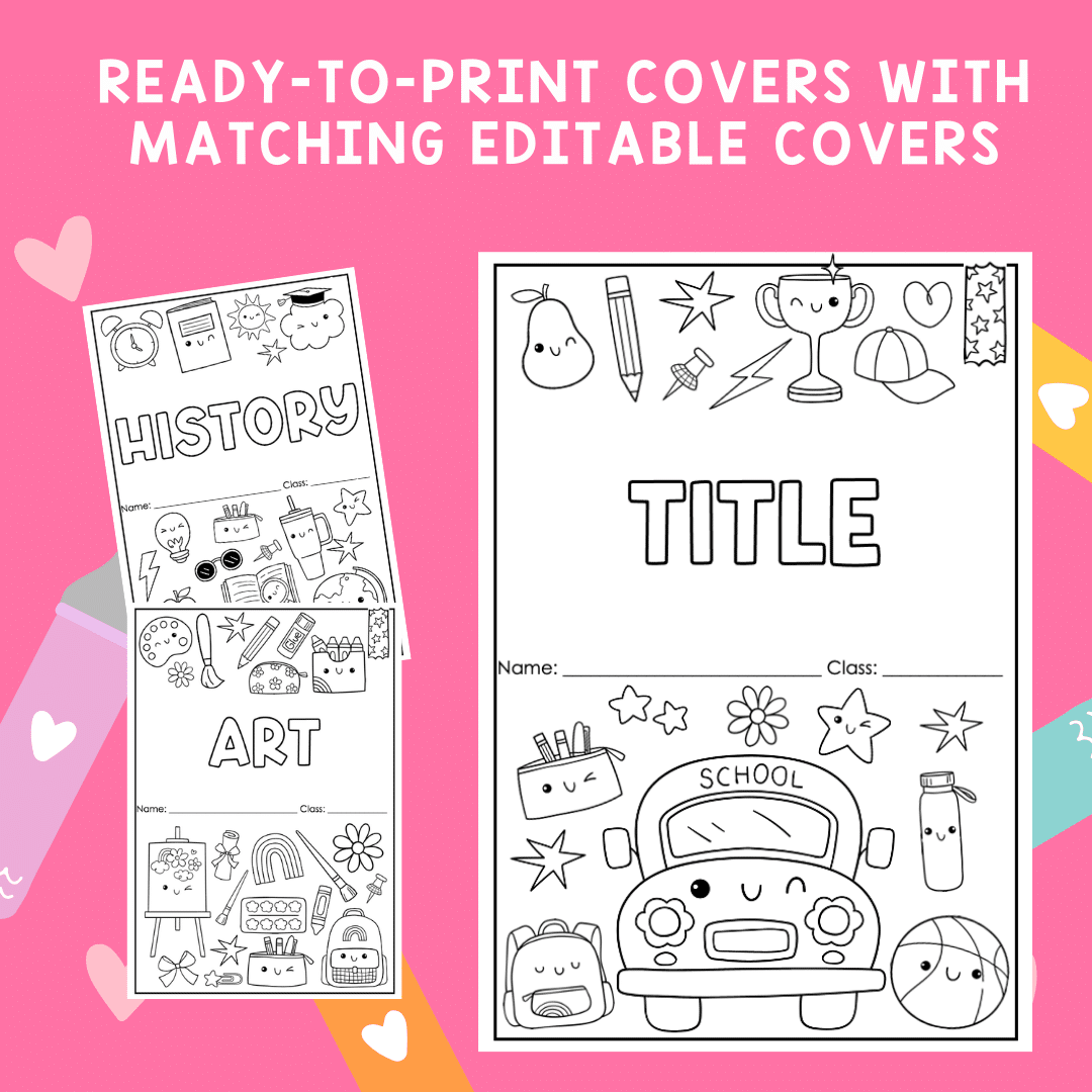 Subject Title Cover Pages for books, folders and binders | Editable Book Covers - Image 2