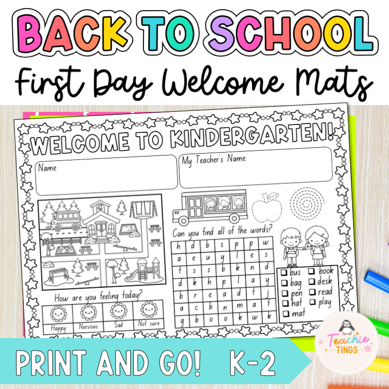 back to school first day welcome mat