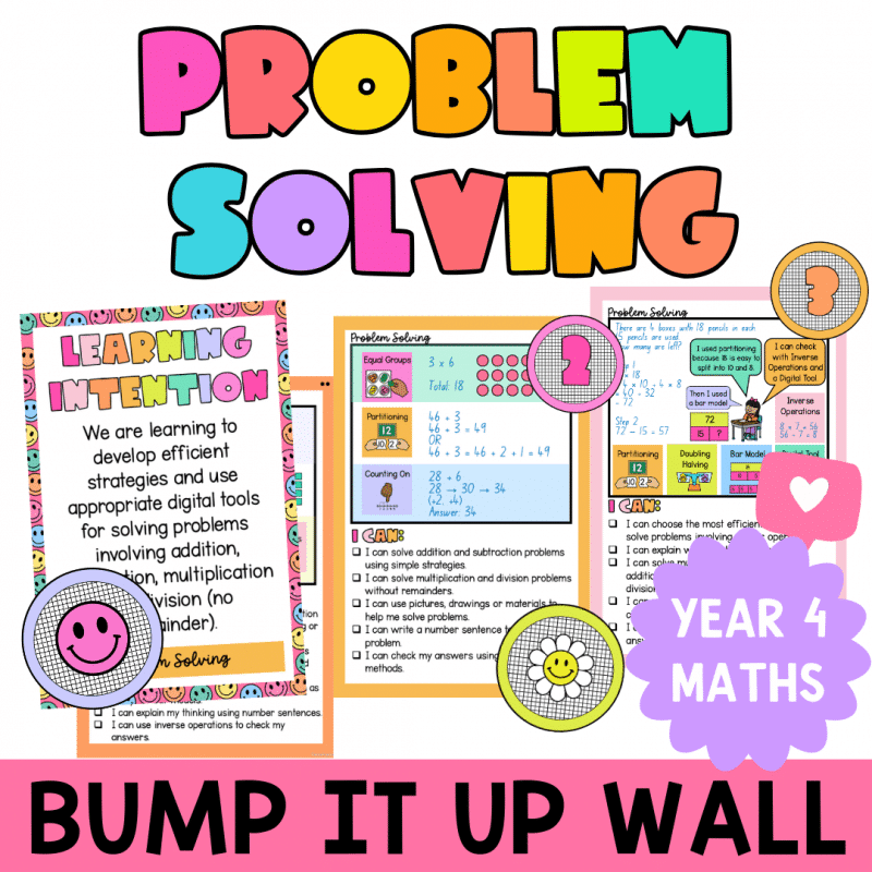 Year 4 problem solving maths bump it up wall