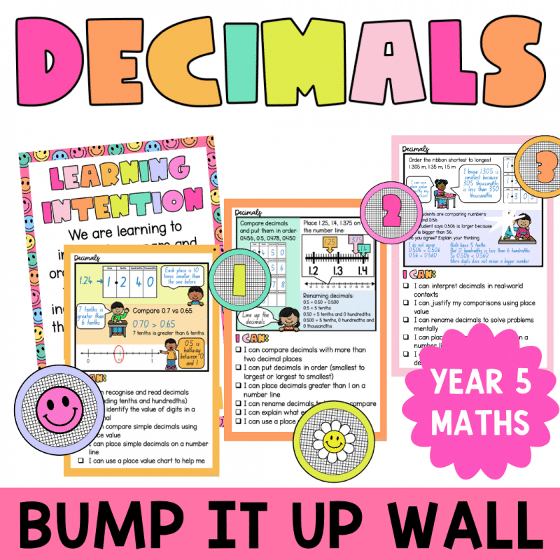 Year 5 Decimals Bump It Up Wall | Compare Order Number Line Place Value