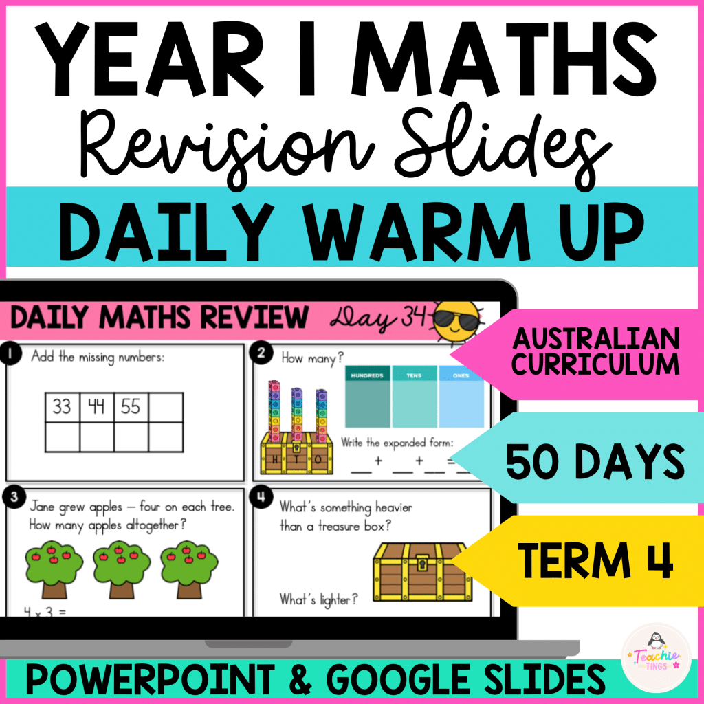 Year 1 Maths Daily Revision Slides – Term 4 | Australian Curriculum v9 | 50 Days