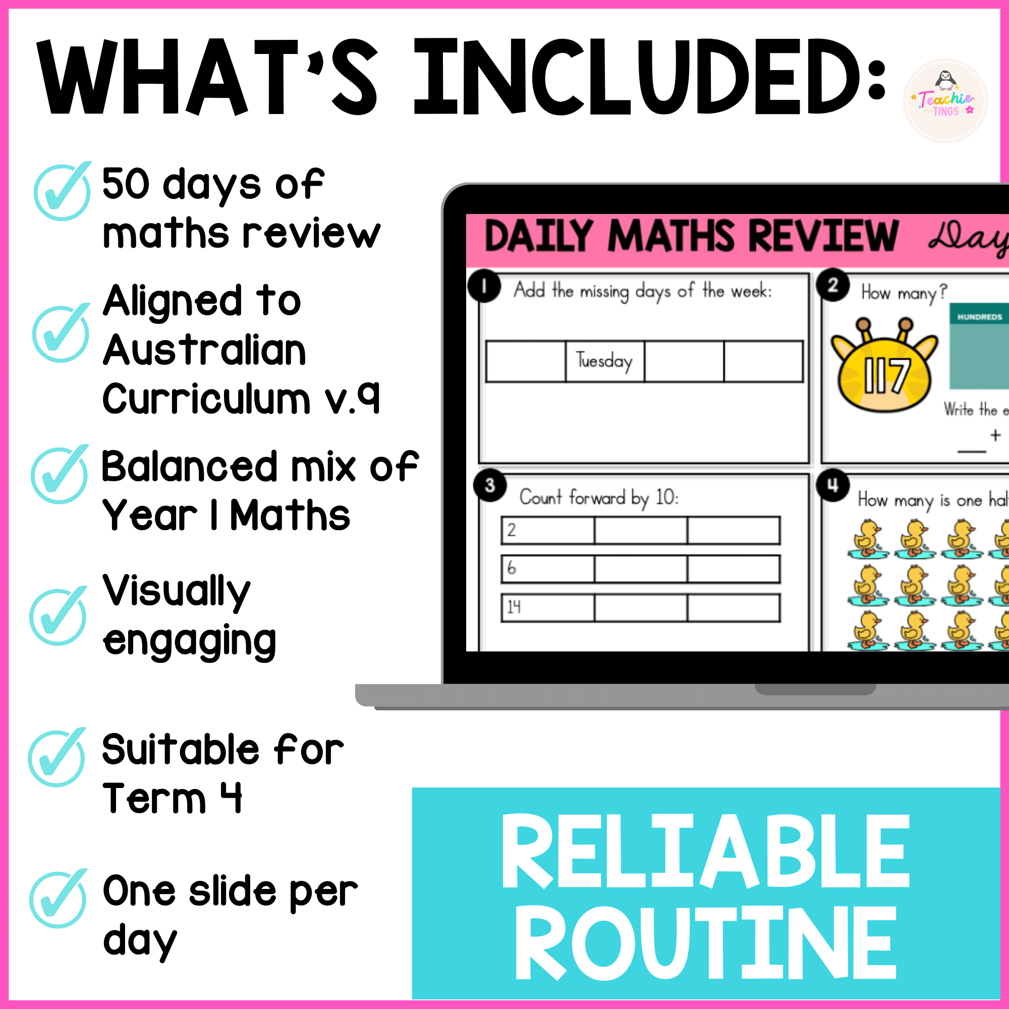 Year 1 Maths Daily Revision Slides – Term 4 | Australian Curriculum v9 | 50 Days - Image 3